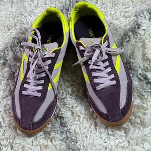 Tretorn Purple and Neon Yellow Lace-Up Trainers